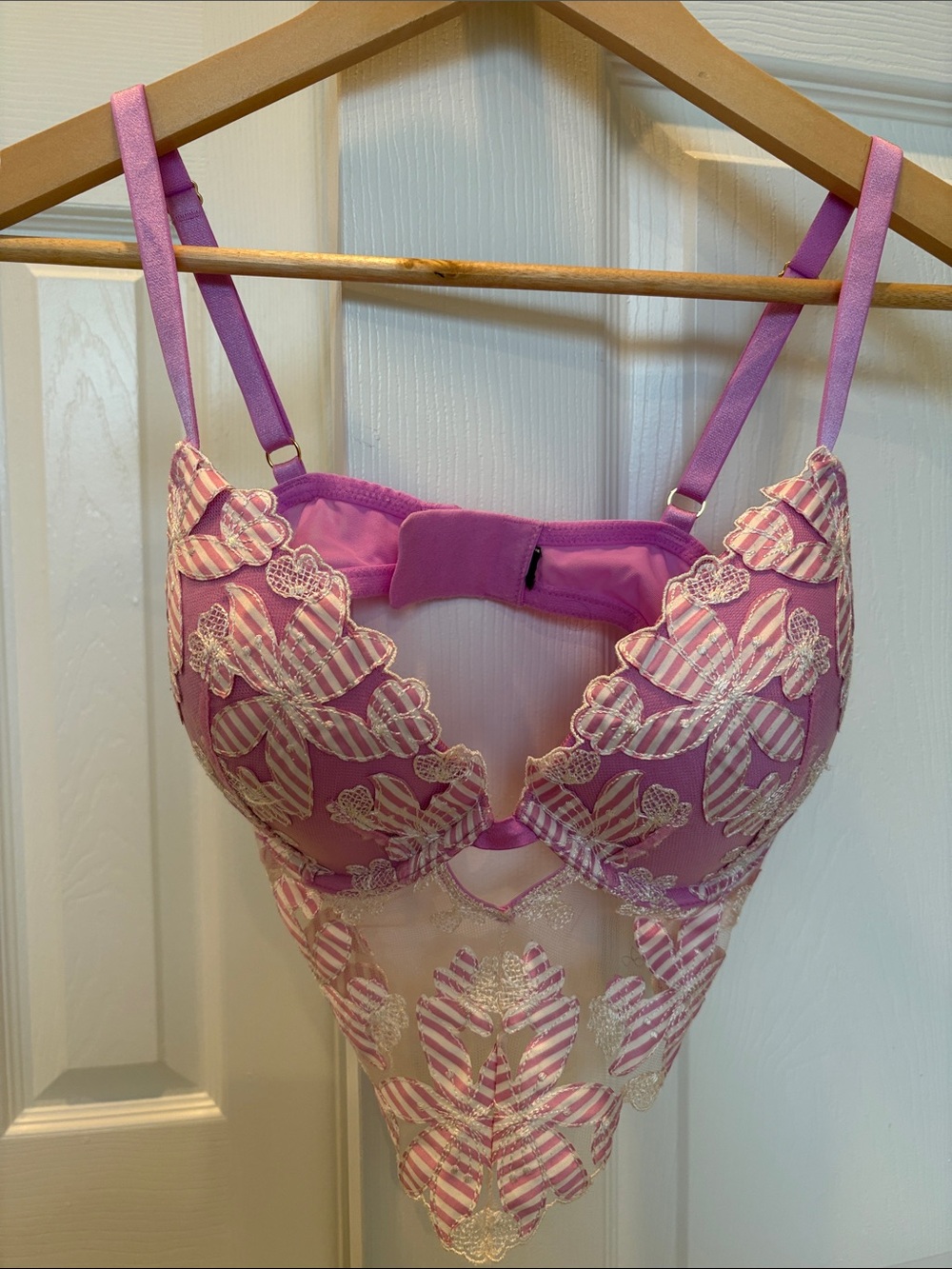 Victoria's Secret Pink & Lavender Embroidered Lace Corset